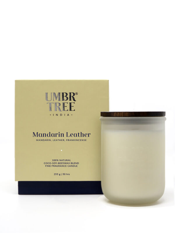 Mandarin Leather Organic Fine Fragrance Candle 255 gm